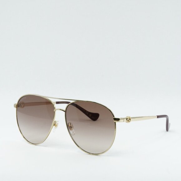 Gucci GG1088S 002 Sunglasses Gold Aviator Frame - Picture 1 of 11